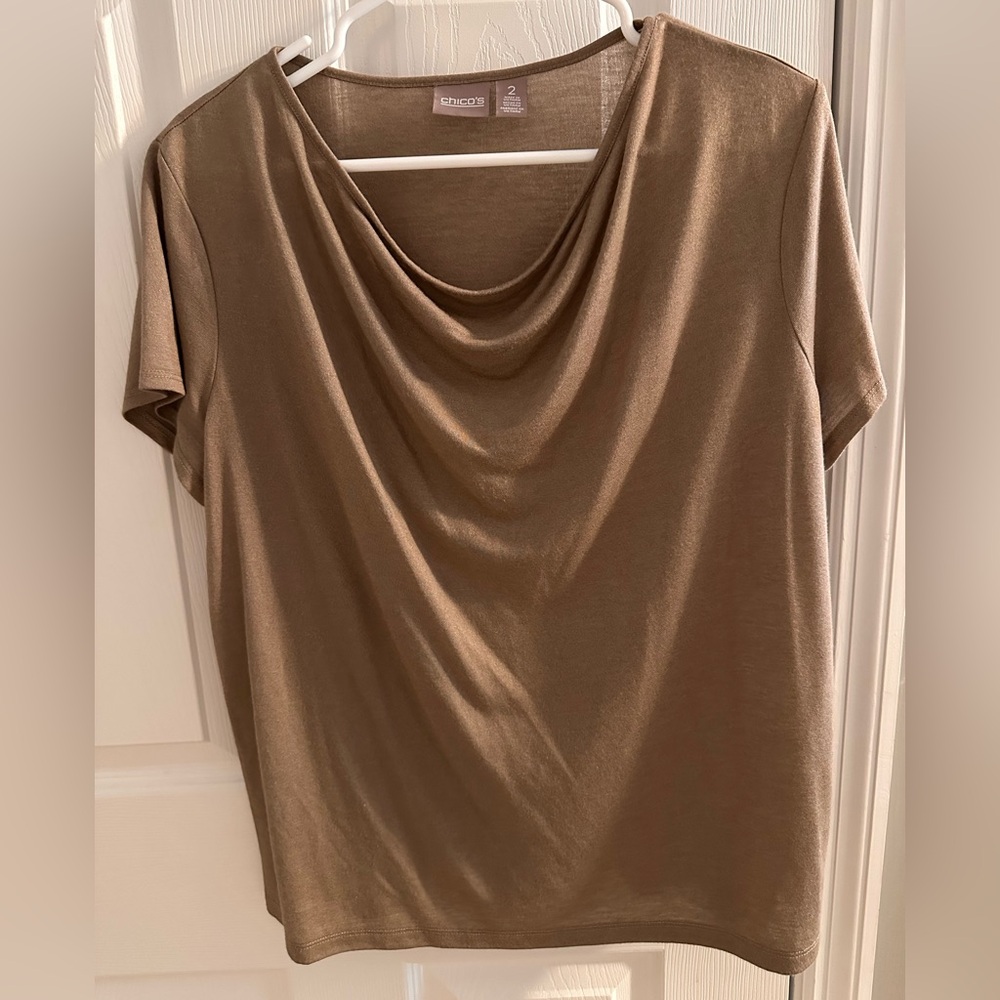 Chico's Taupe Draped Blouse